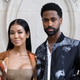 Jhene Aiko, left and Big Sean pose for a photocall prior to the Christian Dior’s fashion show on January 22, 2018 in Paris.